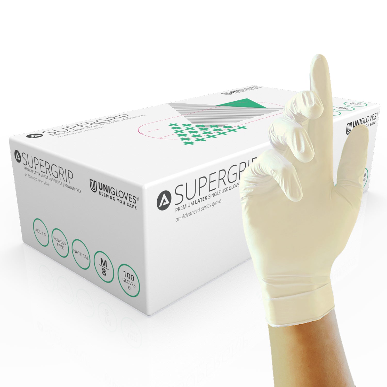 Unigloves COMFORT 300 Latex Disposable Gloves - Extra Long 30cm, Powder-Free (S-L)