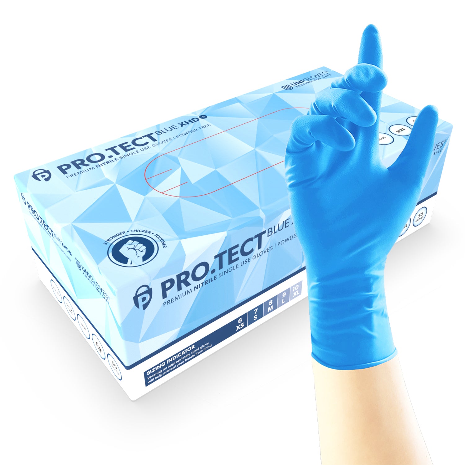 UNIGLOVES PRO.TeCT HD Guanti Monouso In Nitrile Con Polsino Esteso - Extra Resistenti, Monouso, Multiuso, Senza Polvere, Confezione Da 100 Guanti, Colore: Nero, Taglia Small (GA0072 - Foto 9